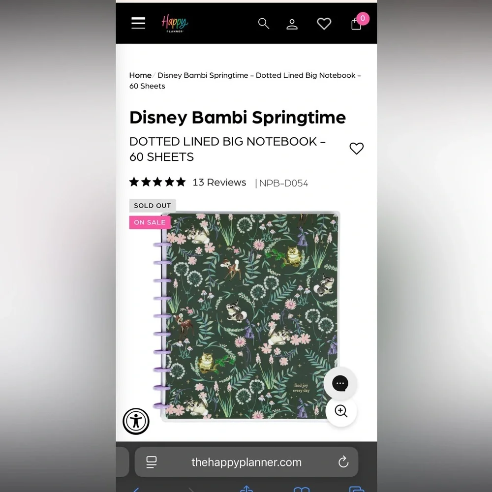 Happy Planner Bambi Big Dotted Lined Notebook - 60 Sheets - Disney 🦌✨🦌✨🦌 - Picture 11 of 11